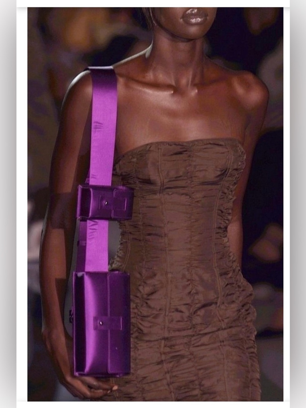 RARE~GUCCI Tom Ford~RUNWAY Purple Satin Silk Shoulder Sling Bum Bag~S/S 2001